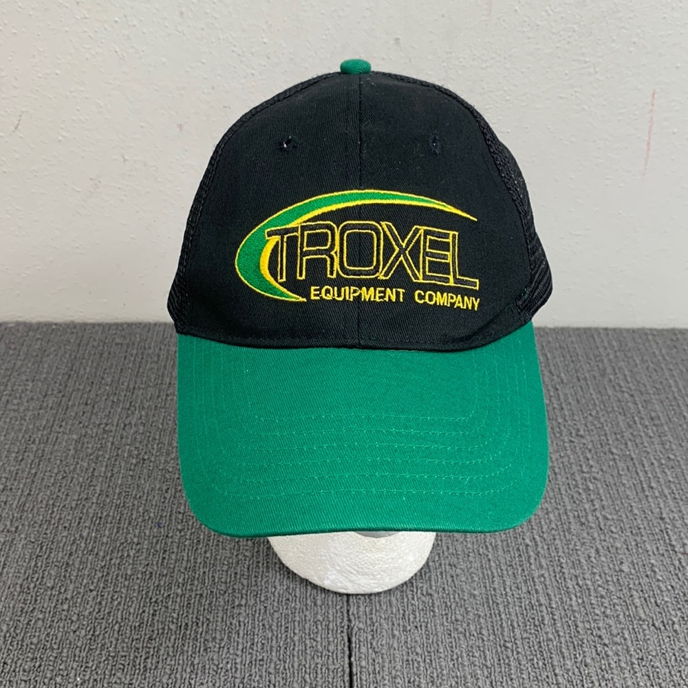 Troxel Equipment Company Trucker Hat Mens Adjustable Black Green Mesh Back Cap